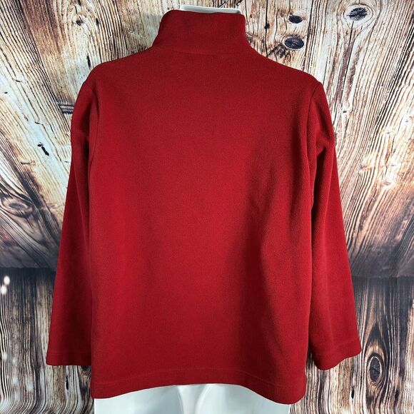 Eddie Bauer Mens Size Medium Red 1/4 Zip Fleece Sweatshirt Lightweight Jacket - Picture 2 of 8